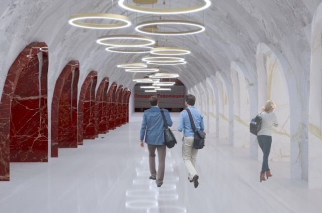 Эскиз одной из будущих станций Красноярского метрополитена.