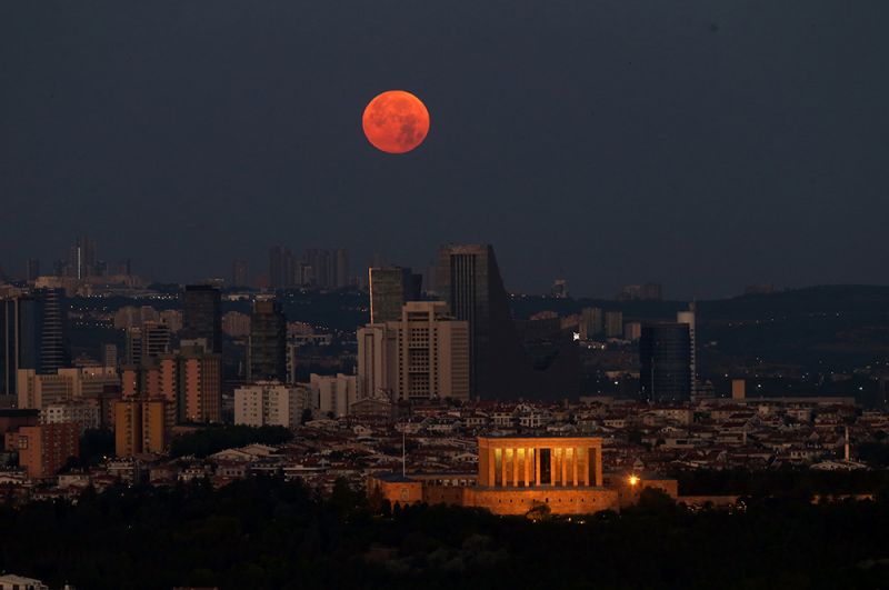 «Кровавая луна» над Анкарой, Турция.