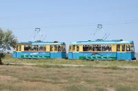 Трамвай в селе Молочное в Крыму.