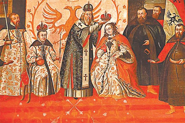 Венчание на царство Марины Мнишек в Успенском соборе, 1606 г. Венчание на царство Лжедмитрия I состоялось годом ранее.