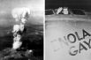 Ядерный гриб над Хиросимой и пилот бомбардировщика «Enola Gay» Пол Тиббетс, сбросивший первую атомную бомбу на город, 6 августа 1945 года.
