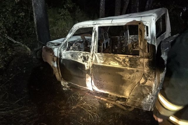 В Мелекесском районе УАЗ Пикап съехал в кювет и загорелся, водитель погиб
