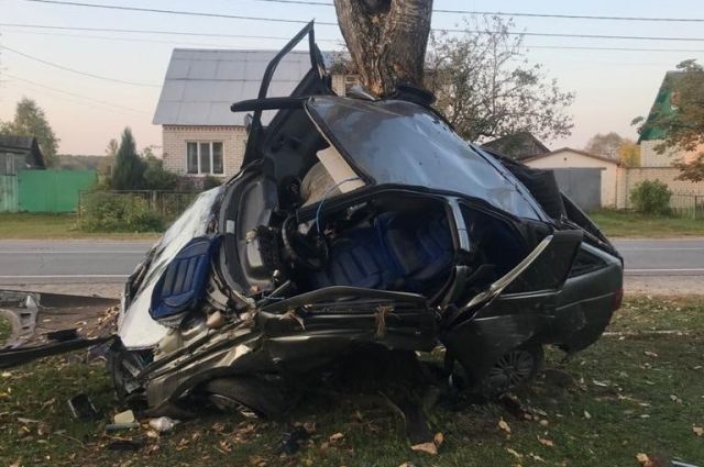 В Брянской области автомобиль влетел в дерево, пострадали два человека