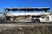 Пассажирский автобус в Варденисе, сгоревший после обстрела. По заявлению МИД и Минобороны Армении, 29 сентября Вооруженные силы Азербайджана обстреляли город Варденис с использованием турецкого беспилотника.
