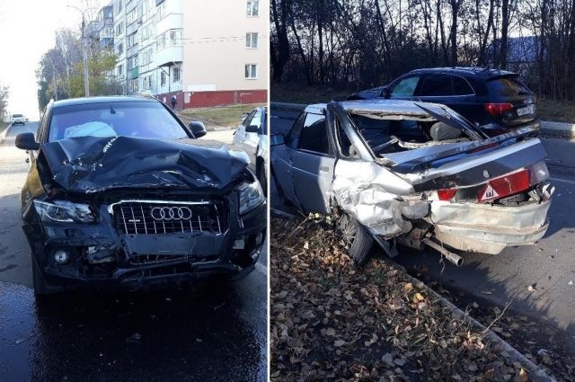 В Новокуйбышевске Audi Q5 жестко протаранил не пропустивший его ВАЗ-2110