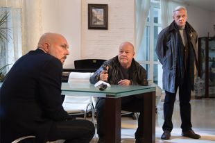 Алексей Нилов, Сергей Селин и Александр Половцев (слева направо)на съемках сериала «Полицейское братство».
