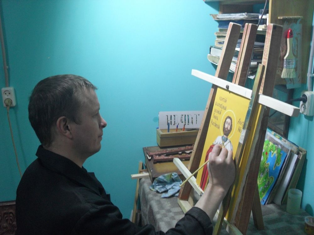 За работой Евгений Лузин, занявший третье место.