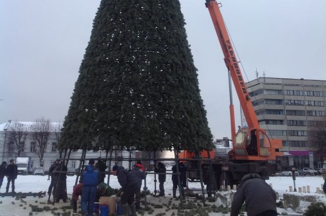 В Ульяновске начали устанавливать главную новогоднюю ёлку