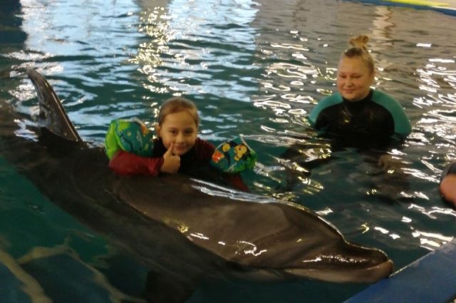 Саратовская школьница поплавала с дельфинами в Москве