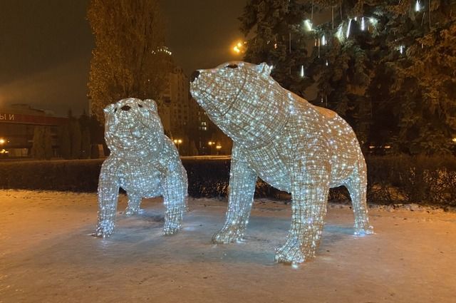 В Липецке повредили лапу новогоднему медведю