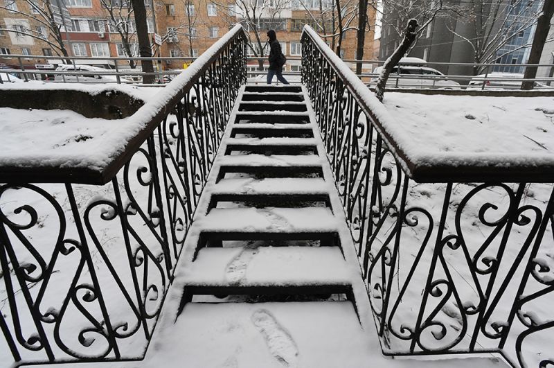Во Владивостоке во время снегопада.
