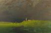 «После дождя». 1879. Работа была впервые показана в 1879 году на 7-й выставке передвижников. На картине изображены дома степного хутора, освещенные проглянувшим после недавней грозы ярким солнцем. 