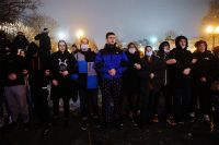 Участники несанкционированной акции сторонников Алексея Навального на Цветном бульваре в Москве.