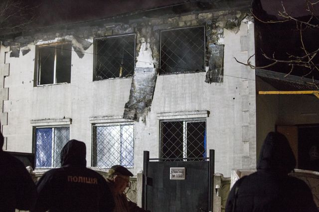 Дом престарелых в Харькове после пожара.
