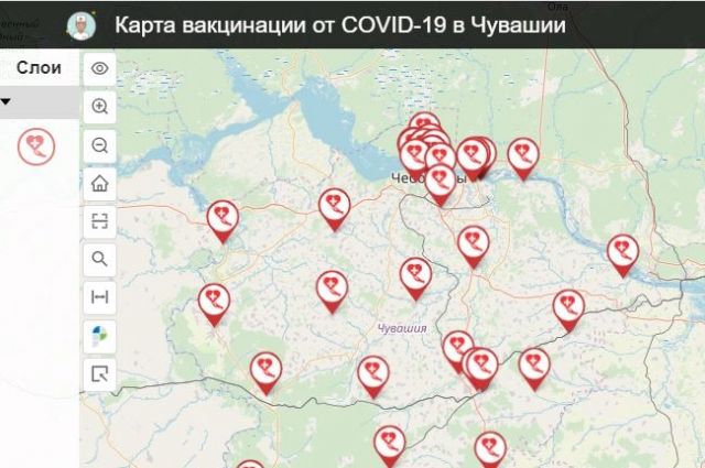 В интернете появилась карта вакцинации от коронавируса в Чувашии