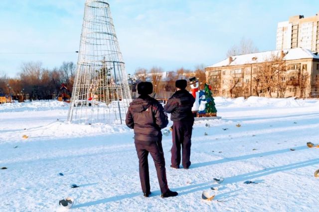 Неизвестные разгромили новогодний городок в Челябинске