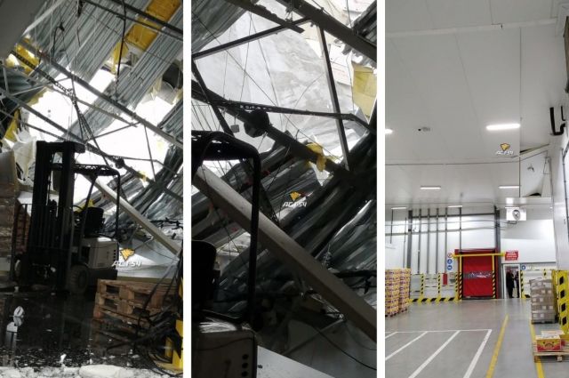 Крыша рухнула в распределительном центре «Магнита» в Новосибирске