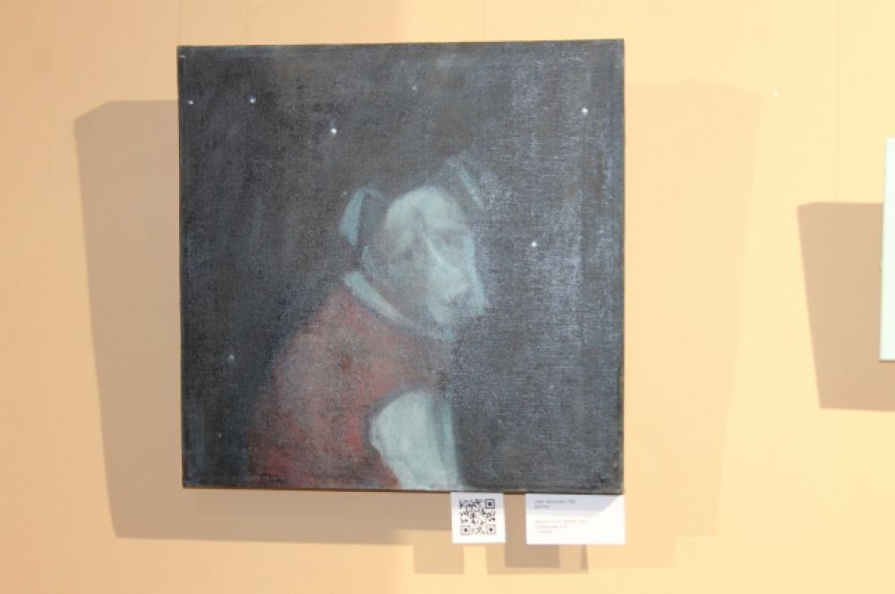 Написанный маслом на холсте диптих «Свет прошлого. Пёс» и линогравюра Анны Шайдуровой из Перми навевают грустные воспоминания о собаках, которые полетели в космос и не вернулись. 