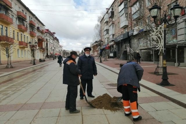 В Брянске заключенные убирают улицы в качестве наказания
