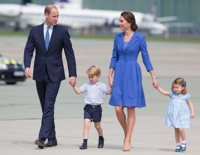 Принц Уильям и Кейт Миддлтон с сыном принцем Джорджем и дочерью принцессой Шарлоттой, 2017 год
