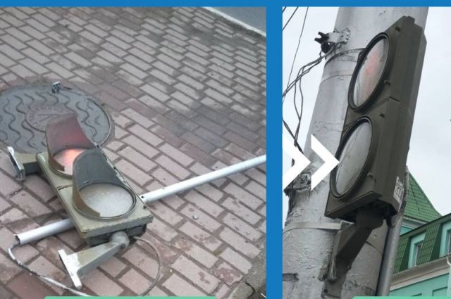 В Рязани починили упавший светофор