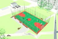 На площадках можно будет играть в футбол, фаербол и баскетбол.