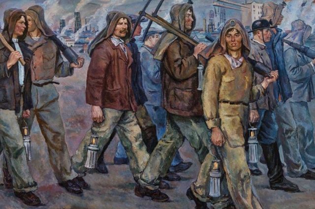 Кузбасские власти нашли родственников шахтеров, которые изображены на триптихе.