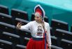 Болельщица сборной России во время матча Финляндия-Россия 