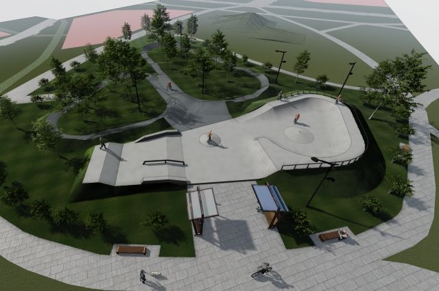 Скейт-парк, памп-трек и зоны отдыха с зелеными насаждениями разместятся на территории более 1500 кв. м.