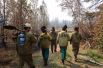 Пожарные во время тушения лесных пожаров в Якутии