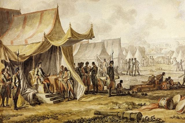 Лагерь русских войск на Пруте, 1804 г. Худ. Иванов, Михаил Матвеевич (1748–1823).