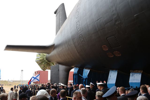 Торжественная церемония спуска на воду атомного ракетного крейсера четвёртого поколения «Красноярск».