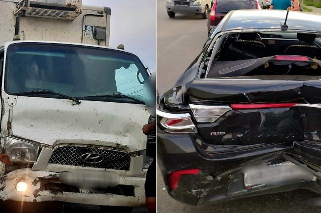 В Сызрани грузовик толкнул KIA Rio на «Калину», в ДТП пострадали 2 детей