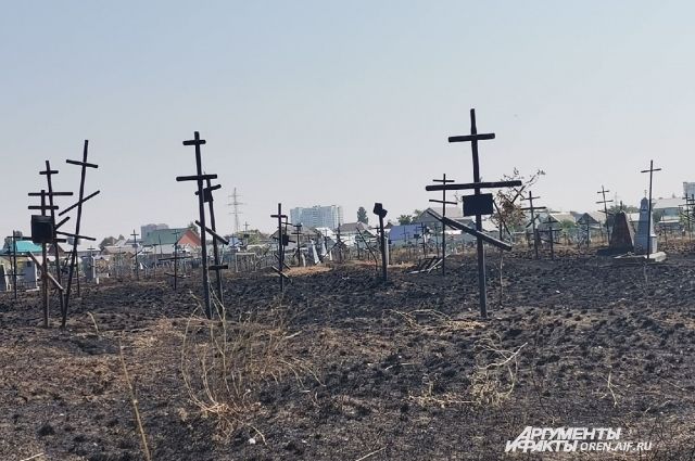 В Оренбурге могилы ветеранов Великой Отечественной войны уничтожил огонь.