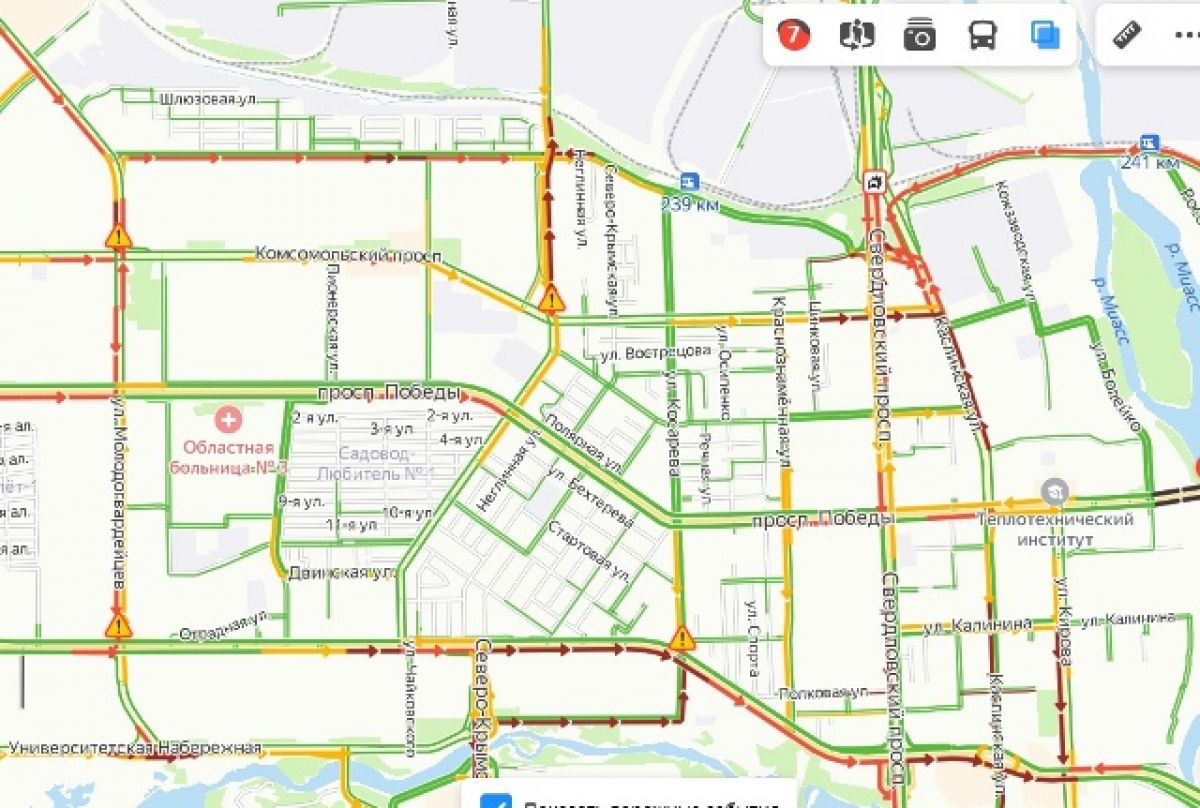 Загруженность дорог челябинск. Утренний пробки в Челябинске на карте.