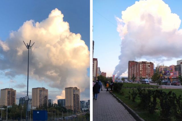 Огромное облако пара поднялось над ТЭЦ-5 в Новосибирске
