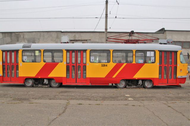 Отремонтированный трамвай.