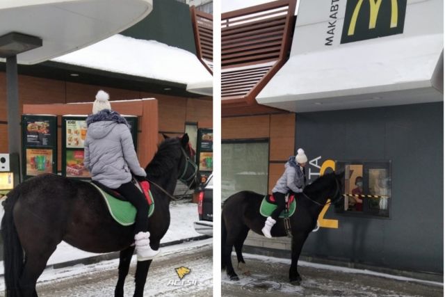 В Бердске за едой в «Макдоналдс» пришла лошадь