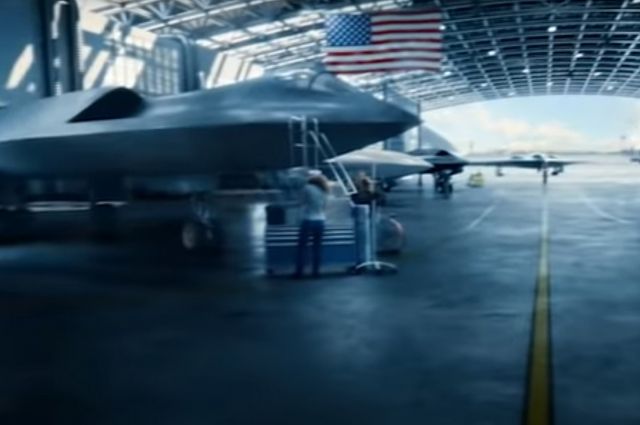 Ангар с самолетами на видео Northrop Grumman.