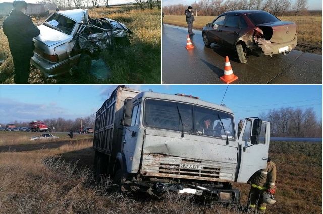 В Безенчукском районе в ДТП КамАЗа, «Гранты» и ВАЗ-2115 погибли 2 человека