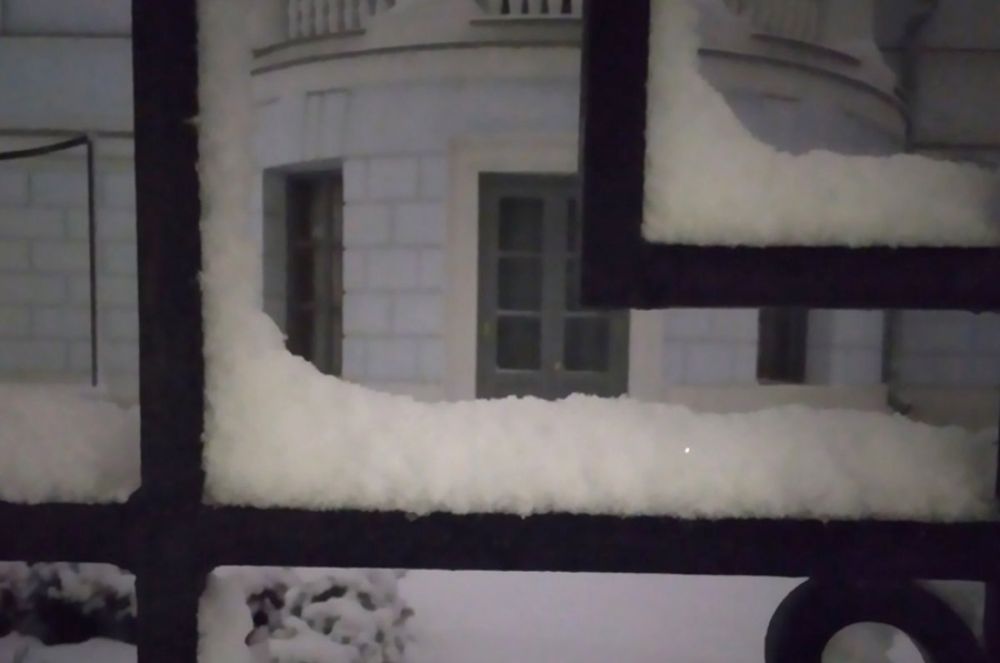 Вечером 12 ноября город словно полили взбитыми сливками. На снимке: ограда дома Сироткина на Верхневолжской набережной.