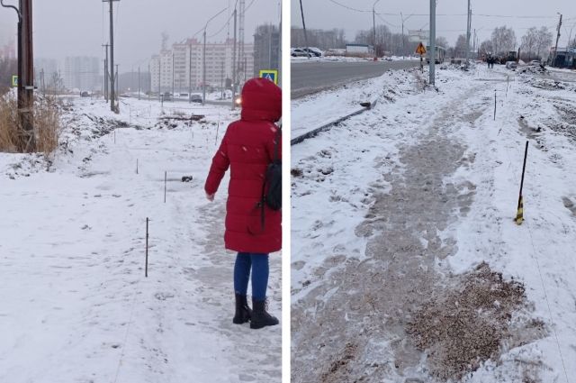 Рабочие оставили острые штыри на дороге в Новосибирске