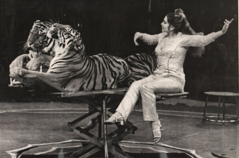 Маргарита Назарова не боялась огромных хищников, она первой из женщин вошла в клетку к тиграм