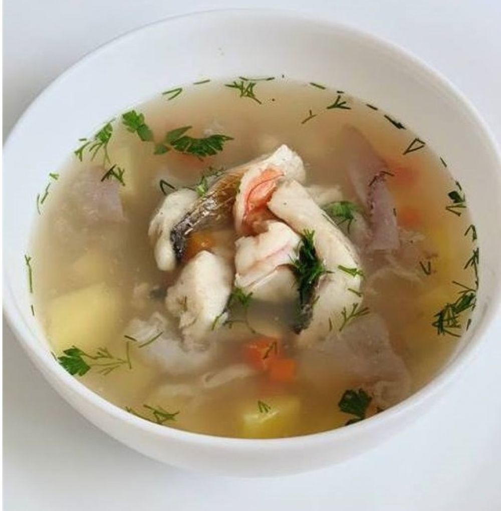 Рыбный суп с термически обработанной медузой. 