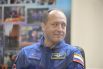 Член основного экипажа 20-й экспедиции на МКС космонавт Роскосмоса Александр Мисуркин во время предстартовой пресс-конференции
