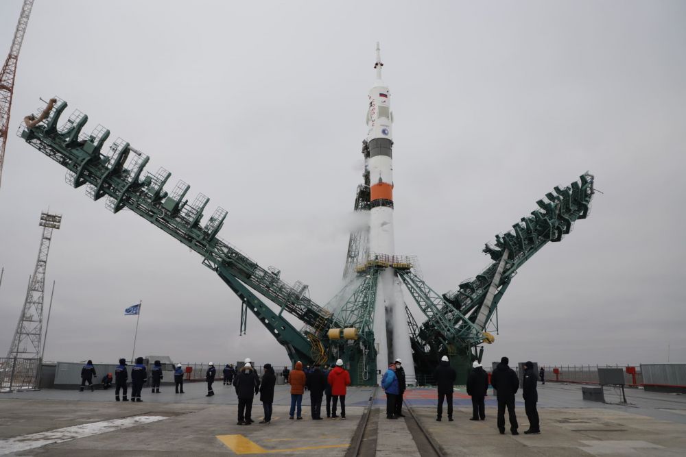 Запуск ракеты-носителя «Союз-2.1а» с транспортным пилотируемым кораблем «Союз МС-20» и экипажем 20-й экспедиции посещения МКС со стартовой площадки космодрома Байконур