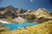 Группа туристов у Имеретинских озер на территории Кавказского государственного природного биосферного заповедника.