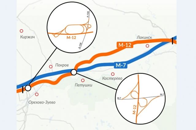 На трассе М-12 во Владимирской области будет 5 развязок и 73 путепровода