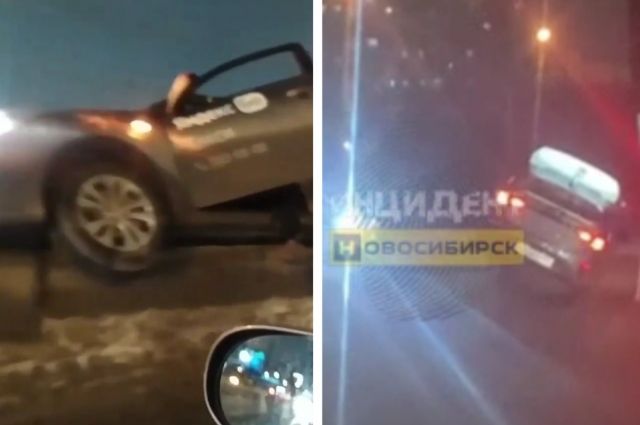 В Новосибирске «Яндекс.Такси» повисло на отбойнике на Димитровском мосту