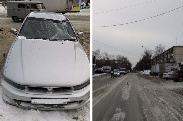 В Новосибирске водитель Mitsubishi сбил отца с маленькой дочкой